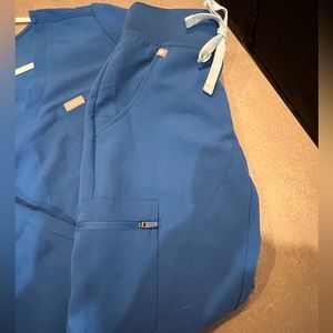 FIG set of Bright Blue Scrub Top and Bottoms